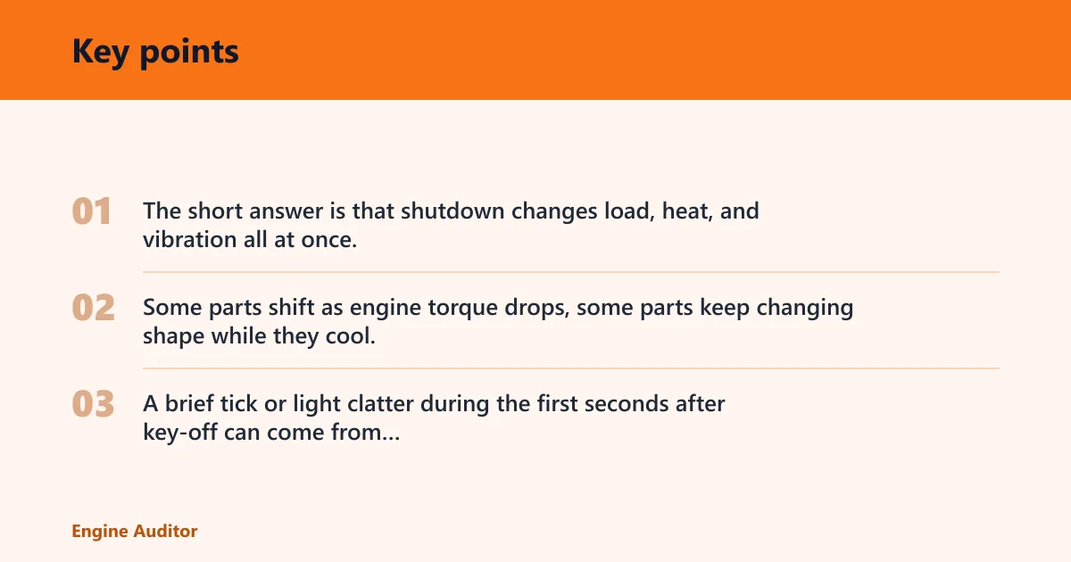 Key points: Why does my car rattle after I turn it off?