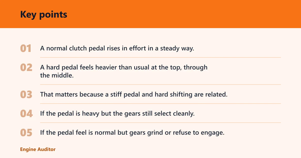 Key points: Why is my clutch pedal hard to press?