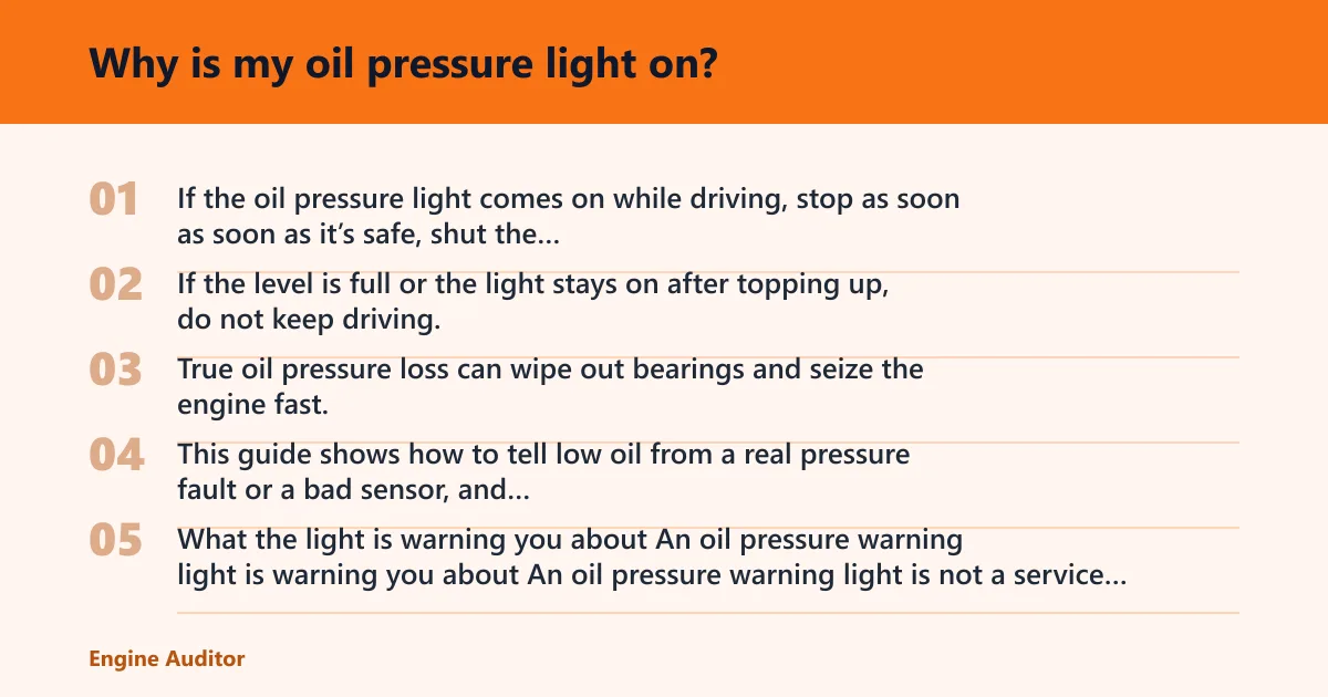 Steps: Why is my oil pressure light on?