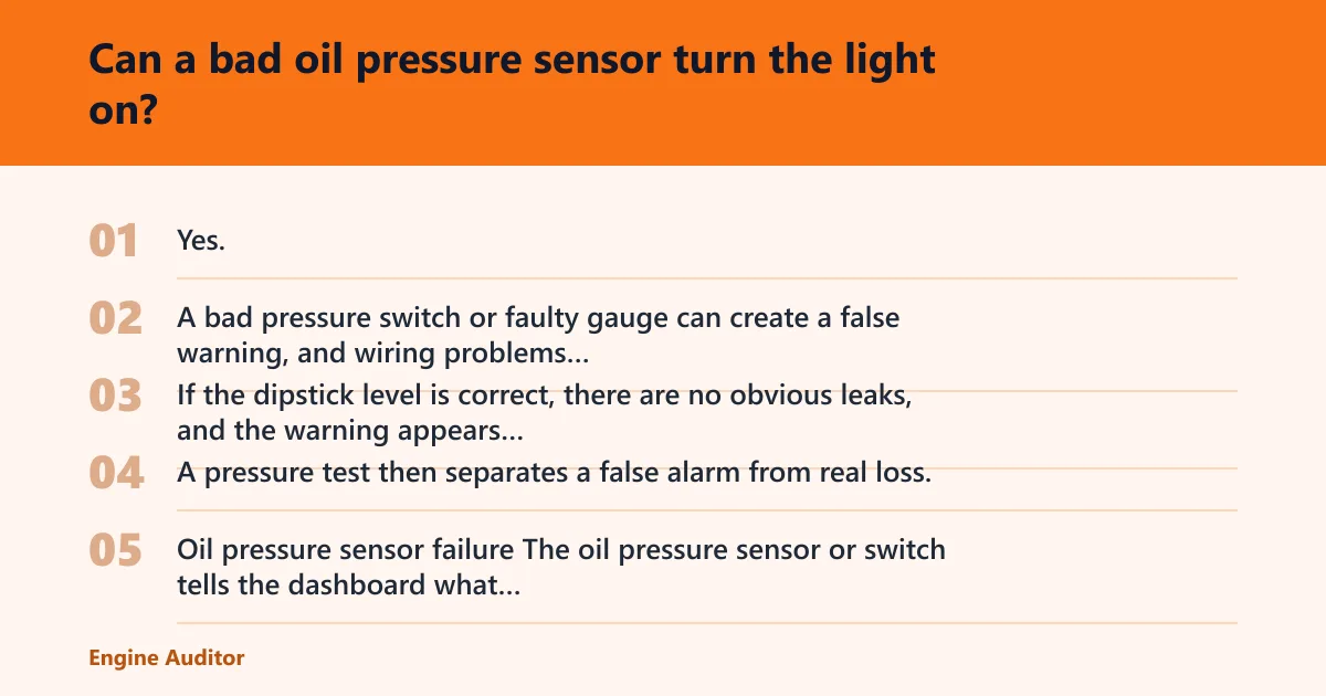 Steps: Can a bad oil pressure sensor turn the light on?